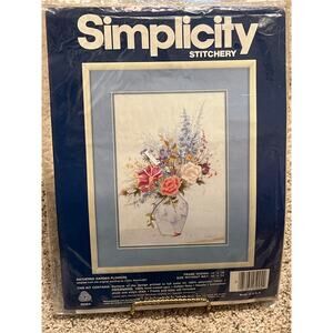 Gathered Garden Flowers Simplicity Stitchery Cross Stitch Kit Flowers Vase